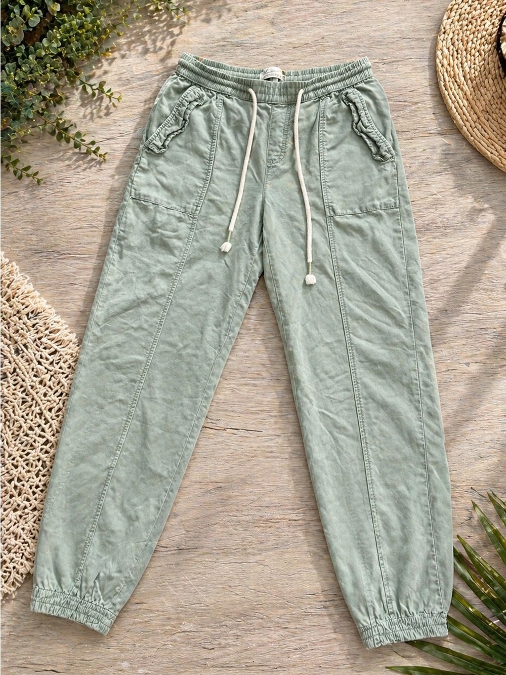 Womens Sage Drawstring Jogger Pants